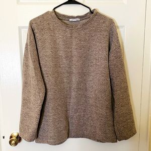 Zara Womens Large Heather Brown Pullover Sweater